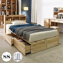 장인가구 푸름 멀티수납형 원목침대 슈퍼싱글_독립스프링매트포함, 내츄럴