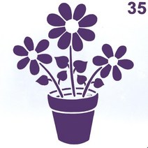 스텐실 도안 꽃 화병 B-08-035