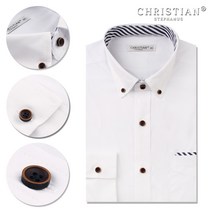 크리스챤 남자 폴리혼방 무지 긴소매 정장셔츠 CR24 (white)