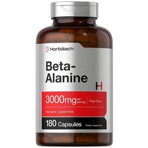 Horbaach 베타 알라닌 캡슐 3000mg 180개 GMO 프리 글루텐 프리 보충제