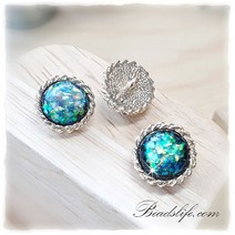 비즈라이프 16mm자개펄 보석단추 1개, 검정자개펄 금도금