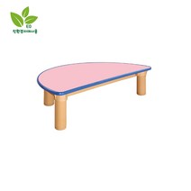 키즈스마일7]유치원 어린이집책상 친환경교구 H45-1 안전칼라책상-좌식 영아용(24cm) 반원 사각 선택가능, 분홍(분홍테)