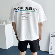 데일트 그라데이션 남자 프린팅 오버핏 반팔티
