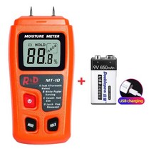 R & D MT10 EMT01 목재 수분계 습도 시험기 습도계 댐프 검출기 트리 밀도 디지털 테스터 그레이, Orange with battery