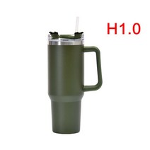 보온 죽통 스테인리스 물통 보냉병 물병 대용량 대형 손잡이가 있는 텀블러 1200ml 40oz 스테인레스 스틸 빨대 진공 보온병 컵 여행용 자동차 커피 머그 로고, [03] 40oz Custom logo, [09] green