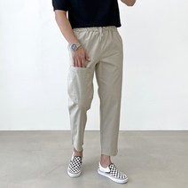 간빠레 타임 빅포켓 세미와이드 린넨 9부 밴딩팬츠