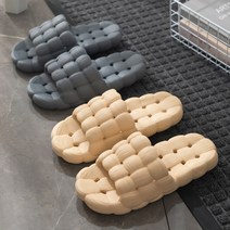 퀼트 욕실화 고급 EVA 향균 미끄럼방지 화장실 욕실 슬리퍼, 베이지(L)