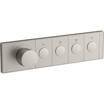 Kohler 26347-9-BL Anthem™ 3구 매립형 기계식 자동 온도 조절 밸브 제어 장치 무광 검정색, Mechanical Thermostatic Valve, Four-Outlet, Brushed Nickel
