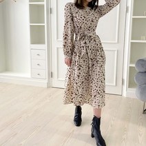 오슈 여성 인디 패턴 우아하고 세련된 스타일링 쉬폰 롱원피스