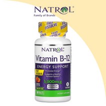 Natrol 비타민B12 높은 흡수율 고함량 딸기 시아노코발라민 5000 mcg 100정