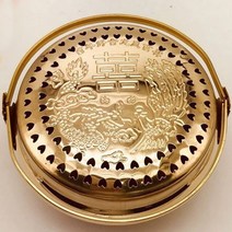 충전손난로 겨울 휴대용 향 버너 숯불 스토브 핸드 워머 만다린 오리 드래곤과 피닉스 패턴 황동 웨딩 용, 01 13cm