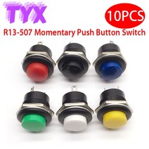 토글 로커 스위치 10PCS 16mm 순간 버튼 6A/125VAC 3A/250VAC 라운드 조그 R13-507 블랙 레드 그린 화이트 블루 옐로우, [02] Blue