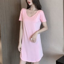 셀러허브 패션 [코지23] 여자 여름 데일리룩 백X스트랩 오버핏 반팔 미니원피스