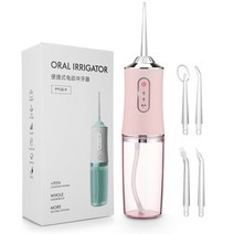 구강세척기 물치실 구강 Irrigator 치과 물 Flosser 220ML 워터 제트 4 노즐 타르 리무버 치아 화이트닝 클, 02 분홍색