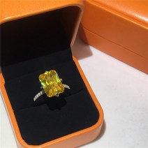 토파즈 보석 원석 럭셔리 스퀘어 5ct 랩 사파이어 토파즈 다이아몬드 반지 화이트 골드 채워진 약혼 결혼