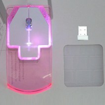 1PCS 무지개 다채로운 LED 빛 투명한 2.4GHz 무선 마우스 광학 노트북 데스크탑 PC 게이머 음소거, 01 Pink, 한개옵션1