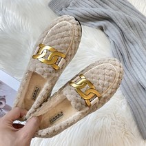 임산부 로퍼 편한 여성 럭셔리 메탈 체인 모카신 팜므 플리스 스니커즈 겨울 따뜻한 모피