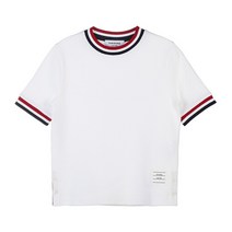[라벨루쏘] [톰브라운] FJS117A 08136 100 텍스처 바이컬러 숏 슬리브 티