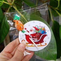 피크닉하우스 크리스마스선물포장산타포장봉투, 산타와루돌프 사탕페이퍼, 5개