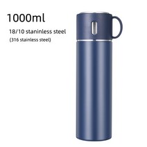 보온 죽통 스테인리스 물통 보냉병 물병 대용량 대형 된 500ml 1000ml 스테인레스 보온병 컵 진공 플라스크 이중 벽 절연 머그잔 피트니스, [02] Custom Name, [02] 1000ml blue SUS 316