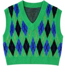 Ur Cos 가을과 겨울 여성 옷 녹색 다목적 민소매 패턴 니트 조끼 5755120 903