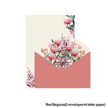 빈티지 소품 인테리어 인쇄 꽃 세트 봉투 결혼식 인사말 카드 초대장 편지지 카와이 문구 사무실 학교 용품 6 개, [02] Red Begonia 01
