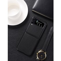 갤럭시 z 플립 4 3 5g litchi pu 가죽 케이스 z flip4 flip3 슬림 하드 pc 충격 방지 비즈니스 스타일