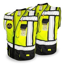 KwikSafety (샬롯 NC SHERIFF & SPECIALIST 안전 조끼 | 다용도 포켓 및 피쉬본 테이프 ANSI 테스트 OSHA 블랙 1팩, Large_Black 2 Pack (Save 5%)