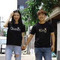 빈스패밀리 킹&퀸 커플티셔츠 여행티 여름커플 바캉스룩 프린트 티셔츠 국내산 자체제작디자인