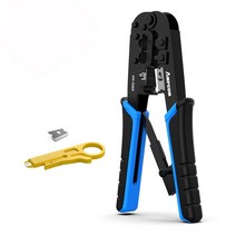 무선 랜카드 AMPCOM rj45 퍼 RJ11 압착 도구 이더넷 네트워크 LAN 케이블 커터 스트리퍼 플라이어 6P, 01 파란