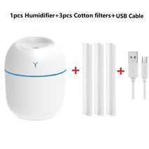 미니가습기 미니 휴대용 초음파 가습기 아로마 에센셜 오일 디퓨저 USB 미스트 메이커 가정용 테라피 132135, WHITE