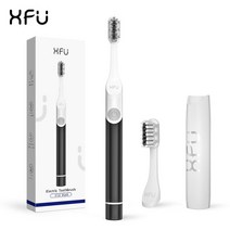 전동칫솔 XFU-휴대용 여행용 음파 전동 칫솔 배터리 전원 및 알루미늄 손잡이 교체 브러시 헤드 사용 가능 2102, Black