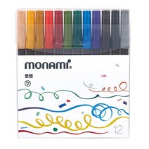 모나미 붓펜 12색세트 한국전통민화 캘리그라피 드로잉 수성 브러쉬펜, 1세트