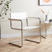 가죽 체어 미드센츄리 오마주 스테인리스스틸 식탁 의자, 사각 테이블