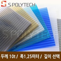 에스폴리텍 복층 렉산 평판 폴리카보네이트 두께 10T 폭 1.25미터 (길이재단무료), 폭1.25미터x길이9미터, 블루