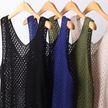 프리미엄 그물 니트 조끼 여성 빅사이즈 린넨베스트 니트롱베스트 기본조끼 루즈핏 조끼 패딩조끼 Bellos^^&&^^+++