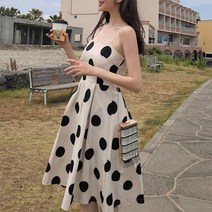 코지23 / 환상적인 분위기 끈나시 물방울 러블리 미디원피스
