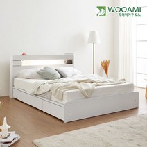 우아미가구 모노 원스 LED 3서랍수납형 본넬양면 Q 침대 DM5047, 단품