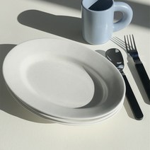 바닐라 오발 플레이트 홈카페 브런치 파스타 접시, 1개