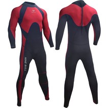 프리다이빙슈트 웻슈트 웻수트 nine bull Mens 3mm Wetsuit Body Diving Suit Long Sleeve Back Zip in Col, 02 Red_03 X-Large
