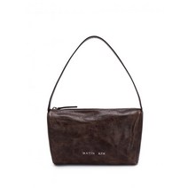 MATIN KIM 마땡킴 VINTAGE SQUARE LEATHER BAG IN DARK BROWN