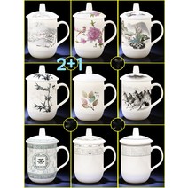 설산 꽃 자연 산 풍경 녹차 전통 뚜껑 찻잔 2+1, 14.타입N 찻잔+뚜껑(거름망없음)