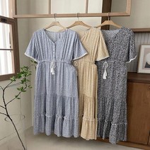 코지 여자 브이넥 에스닉 테슬 허리 스트링 캉캉 롱원피스