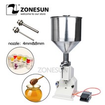 액체 Zonesun a02 공압 페이스트 충전 기계 꿀 토마토 소스 조절 충전기 0, 10-100ml