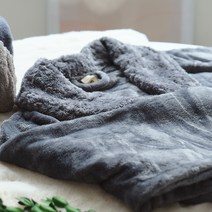 한스마켓 겨울 여름 샤워 가운 와플 목욕 수면 극세사 잠옷 여자남자 커플 로브 홈실내 파자마 골프, 겨울 극세사 샤워가운, 그레이L