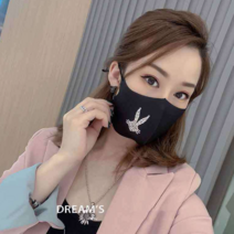 시크해 3887 토끼패션마스크 연예인마스크 3d입체블랙 패션마스크 태미스마스크 빨아쓰는마스크 3d마스크 항균마스크 천마스크 대형마스크 예쁜마스크 여자마스크 여성마스크, 블랙