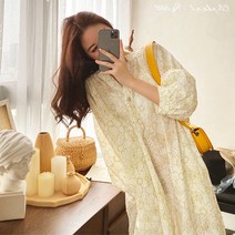 에이라인 원피스 프렌치 리시안시스 티타임 스커트 소프트스타일 부스지다 꽃 셔츠 와이드 루즈핏 뱃살커버 4078083341