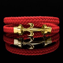 본쟈르디노 피에로 인피니토 버클 가죽 레드 팔찌 [골드/실버]