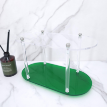 스토어91 아크릴 화장품 향수 진열대 인테리어 선반 투명 라운드, 2단 그린