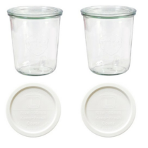 WECK 기본형 유리저장병 742 2p + 유리뚜껑 2p + PE뚜껑 2p 세트, 580ml., 1세트